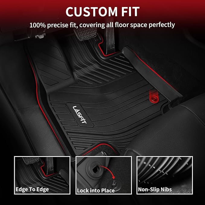 LASFIT Floor Mats for Toyota Grand Highlander 2026 2025 2024 with Subwoofer (Include Hybrid), Trunk Mat Cargo Liner and Seat Back Covers TPE All Weather, Black