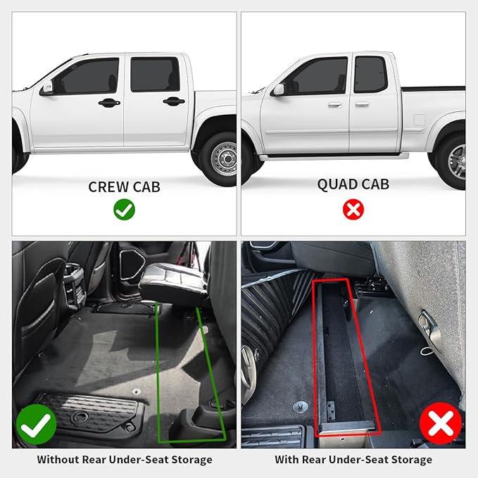 LASFIT Floor Mats for Ram 1500 Crew Cab 2019-2024 Without Rear Under-Seat Factory Storage 4 Full Size Doors Bucket Seat (NOT for Classic Model), All Weather TPE Custom Fit 1st & 2nd Row, Black