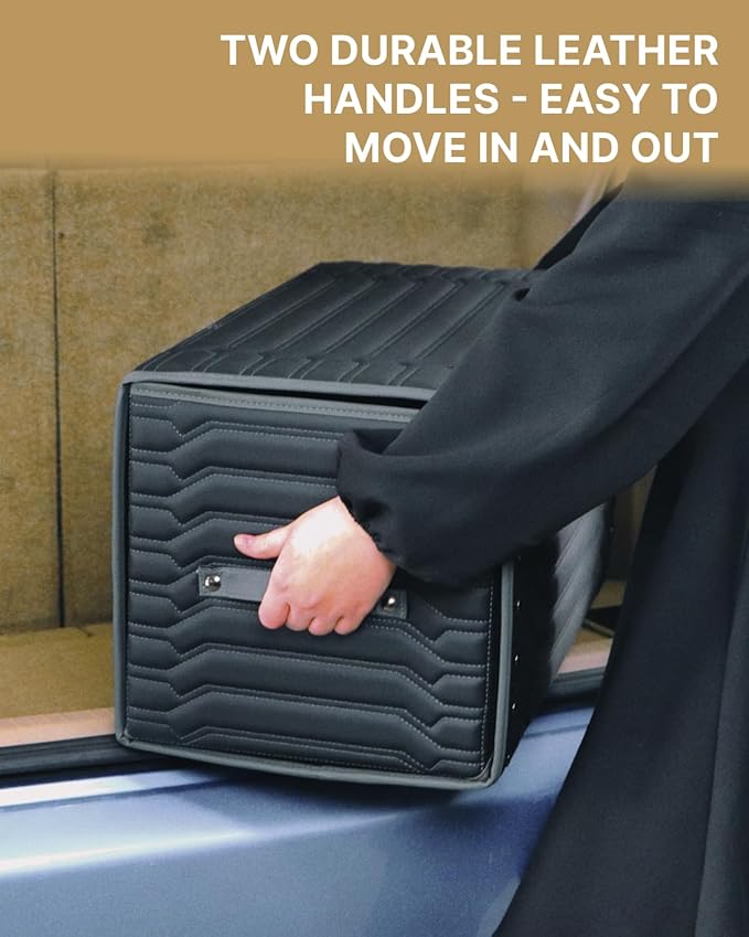 Owleys Car Trunk Organizer For Shoes - Storage Crate For SUV, Sedan Or Truck - Foldable Cargo Bin For Travel Gear & Sports Kits - Practical Holiday Gifts For Drivers (Highway 21.6 inch)