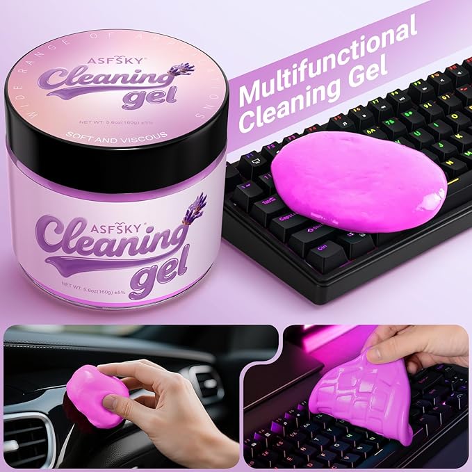 ASFSKY Car Cleaning Gel (Purple,Lavender) Cleaning Putty Universal Dust Cleaning Car Interior Cleaner Keyboard Dust Remover Car Slime Gifts for Men Women Girl（1 Pack）