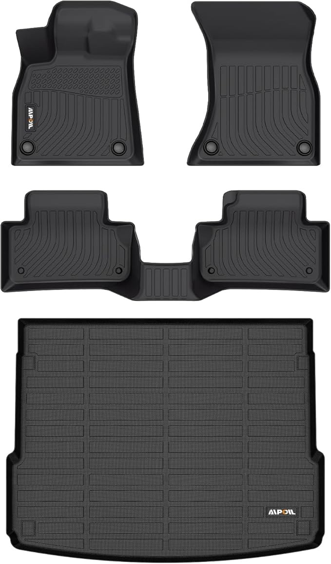 AIPOIL® Floor Mats & Cargo Liner Set for 2018-2025 Audi Q5 & SQ5 All Weather Protection TPE Anti-Slip Automotive Full Set Custom Car Mats Accessories - Black
