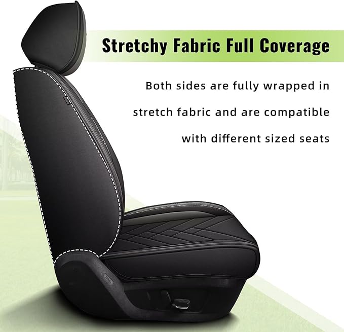 AOMSAZTO Car Seat Covers Fit for Cadillac CT4 2020-2025 Front Seat Cover Waterproof Faux Leather Automotive Auto Interior Protector Cushion (2 Seats,Black)