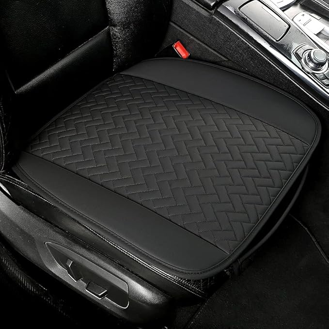 West Llama Full Set Car Seat Covers for Front and Rear Bottom Seats Only, Luxury PU Leather Car Seat Pads Protectors Waterproof and Wear-Resistant,Black