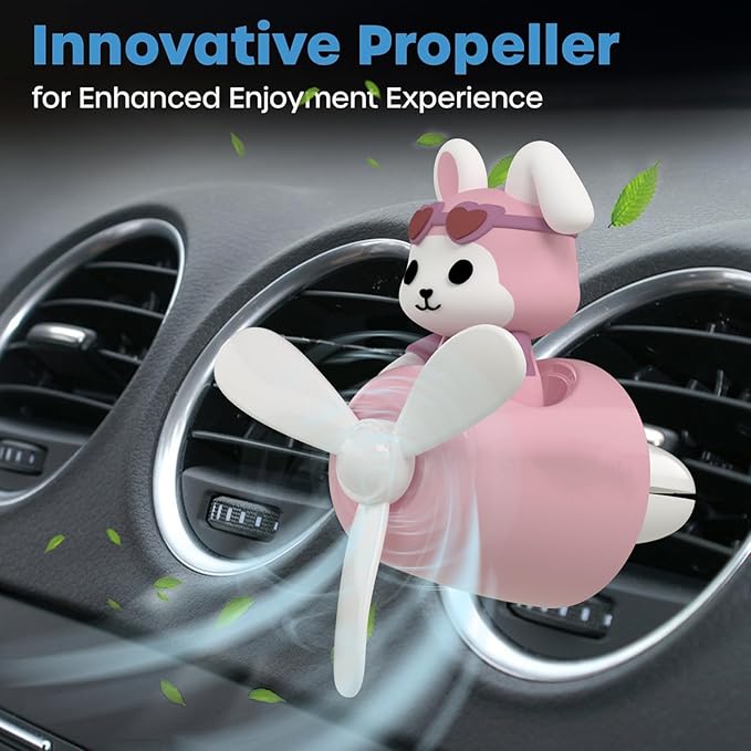 Pilot Car Air Freshener, Cute Rabbit Car Vent Clip Air Freshener with 4 Fragrant Tablets Automotive Air Outlet Fan Diffuser, Automotive Interiors Vent Decoration (Pilot Rabbit)