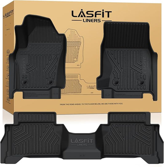 LASFIT Floor Mats for Toyota Tacoma 2024-2026 Double Cab Gasoline (Only Fit Manual) All Weather TPE Floor Liners for Custom Fit Tacoma Front&Rear 2 Row Mats (Not Fit Xtra Cab or Hybrid or Auto Trans)