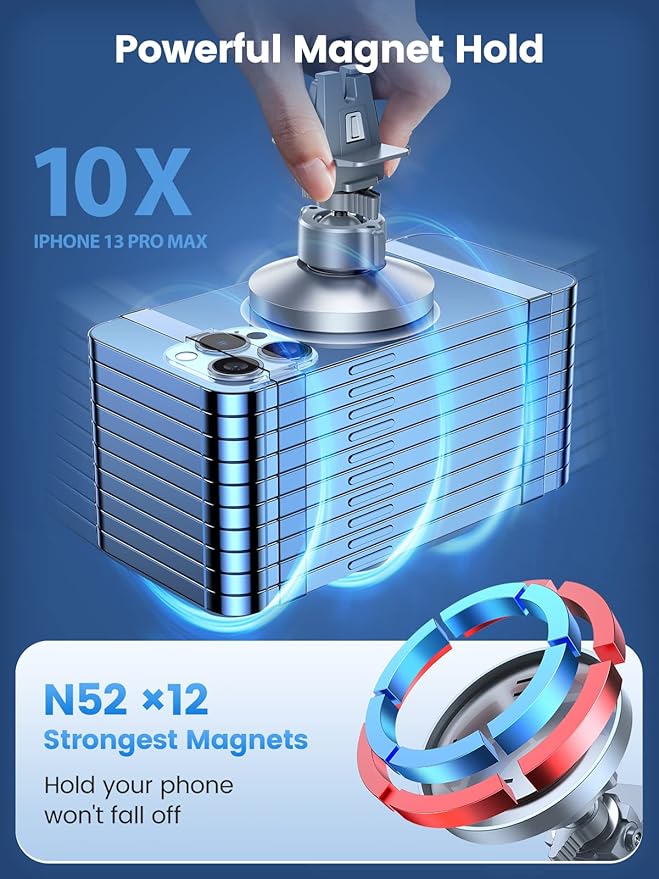 VICSEED for MagSafe Car Mount [Upgraded Strongest Magnet Power] Magnetic Phone Holder for Car Vent 360 Adjustable Magnetic Car Phone Holder Mount for iPhone 16 Pro Max 15 14 13 12 Plus Mini