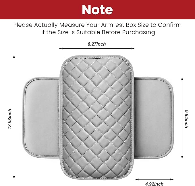 DS Upgraded Car Center Console Cover with 2 Storage,Arm Rest Covers Armrest Cover for Car, Microfiber Leather Car Armrest Cover Cushion, Universal Car Interior Accessories for Vehicles（Gray Longer）