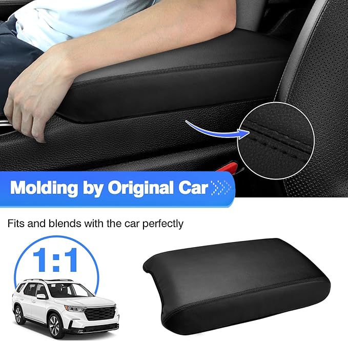 Autorder Center Console Cover for 2023-2025 2026 Honda Pilot/2024-2026 Ridgeline Passport Accessories Armrest Cover Anti-Scratch Middle Console Pad Leather Armrest Protector