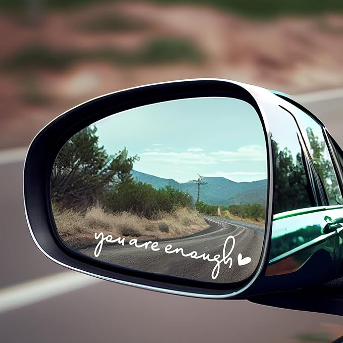 3 x You are Enough Rearview Mirror Decal, Vanity Mirror Stickers, Rear View Mirror Sticker, Car Mirror Decal, Sticker for Tumblers, Window Self Affirmations