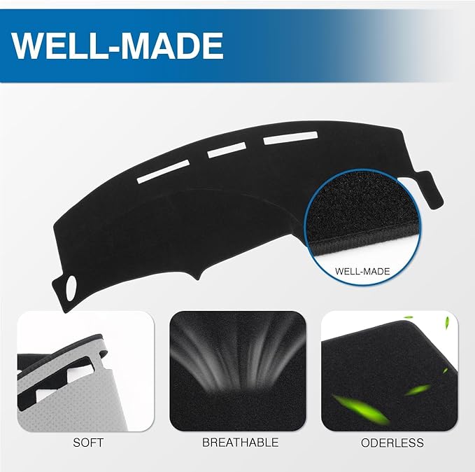 KUST Car Dash Cover for Ford F150 F-150 1997 1998 1999 2001 2002 2003/Ford Expedition 1997-2002 Polyester Dashboard Cover Non-Slip Interior Accessories for F150 Custom Fit Dash Mat Black