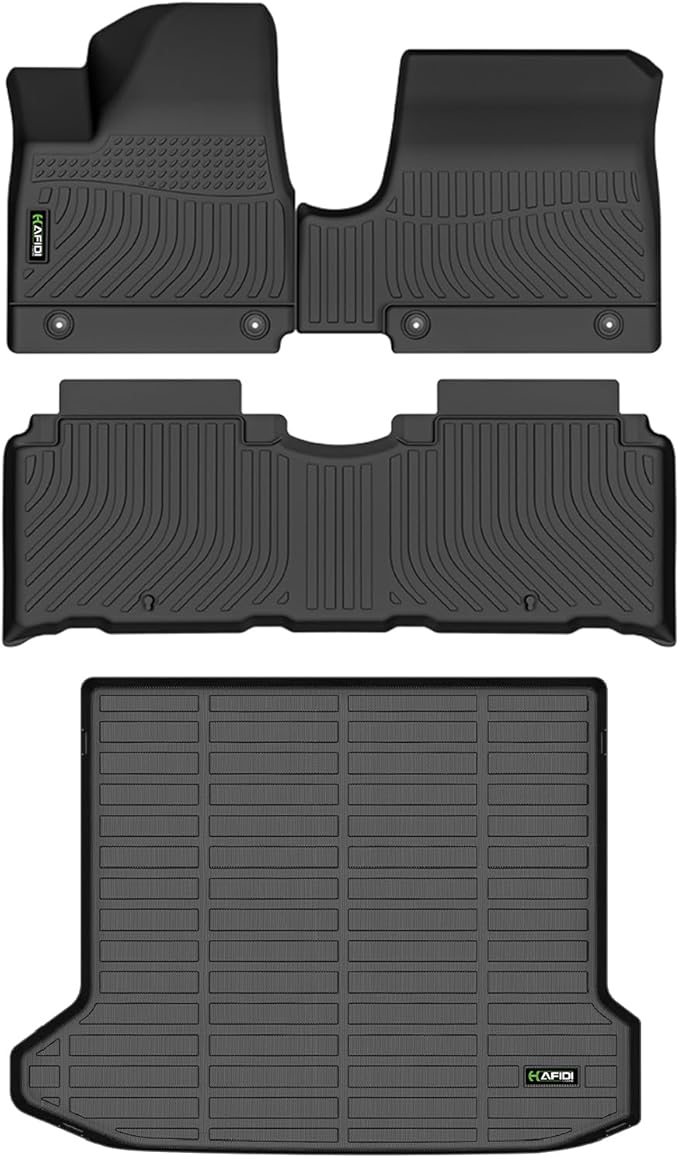 All Weather Car Floor Mats & Cargo Liner for Hyundai Ioniq 5 2022-2024 Fixed Console (Unmovable) Custom Fit Full Set Accessories - Black(Not for Ioniq 5 N)