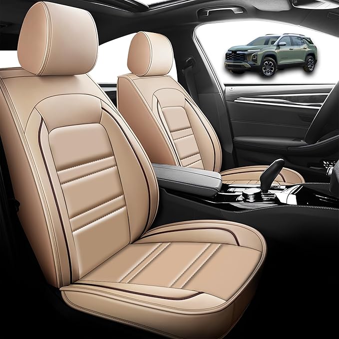Seat Cover for Equinox 2005-2025 | Car Seat Covers Front Seats, Waterproof Seat Protectors, Automotive Front Seat Covers (Front Seat, Beige)