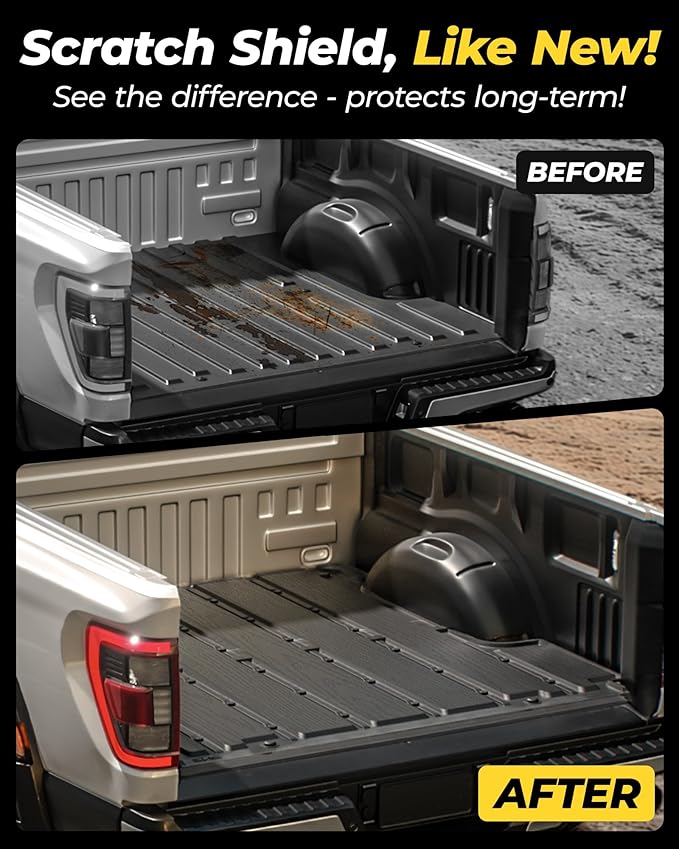 3W Bed Mat 6.8FT for Ford F250/F350/F450 2017-2025 2026 Super Duty Accessories Vehicle Bed, Durable All Weather Protection TPE Bed Liner for Heavy Duty Pickup Cargo Mat, Black