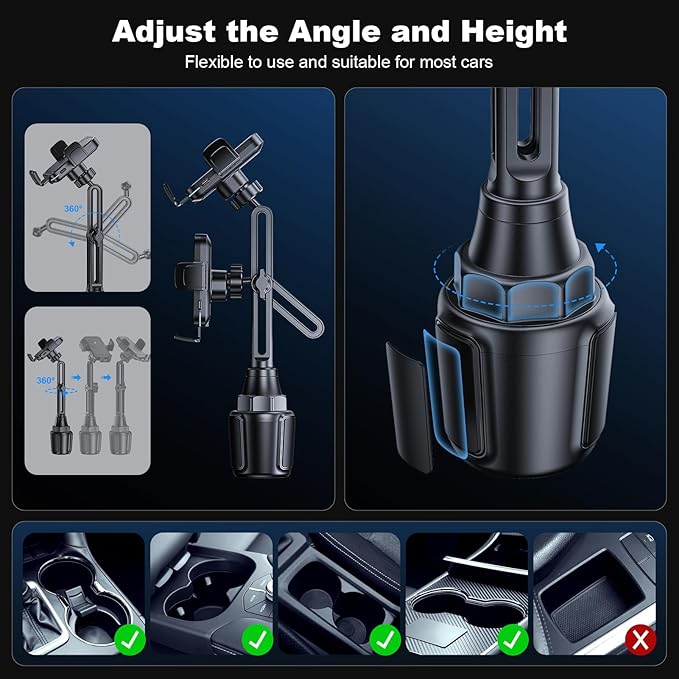 Wireless Car Charger Car Cup Phone Holder 15W Fast Charging Auto Clamping Car Charger Dual Port PD&QC3.0 for iPhone16/15/14/13/12/11 Pro Max Xs, Samsung Galaxy S24 Ultra S23 S22 S21 S20