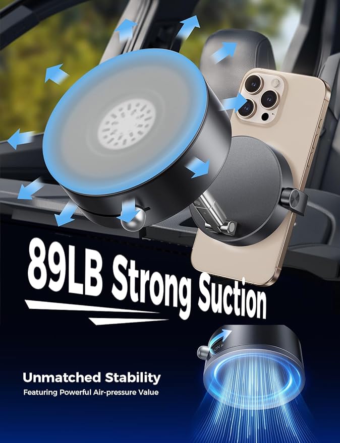 MAGIC JOHN Upgrade Ultra Magnetic Phone Holders for Your Car, Foldable Car Phone Holder Mount for Dashboard, 360° Rotatable Magnetic Phone Holder for Car, Magnetic Car Mount for iPhone All Cell Phones