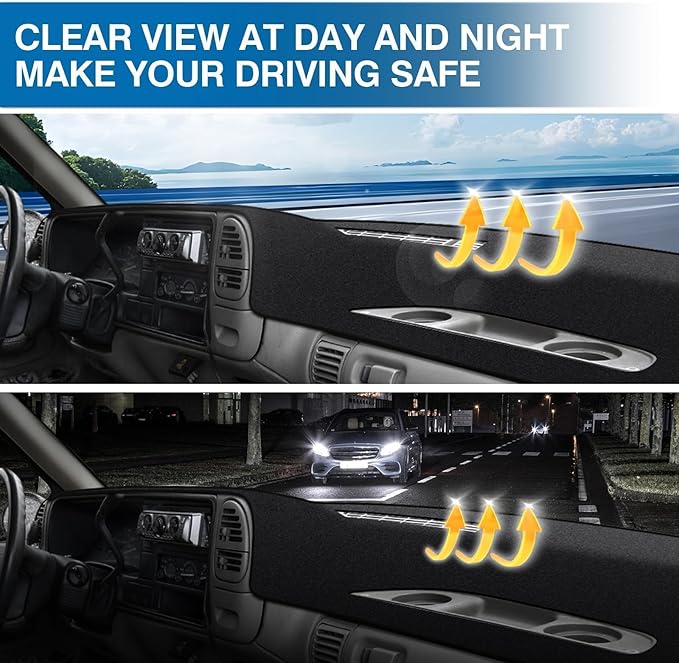 KUST Car Dash Cover for Chevy Chevrolet Silverado C/K 1500 2500 3500&Tahoe&Suburban/GMC Sierra&Yukon 1995 1996 Polyester Dashboard Cover Non-Slip Interior Accessories for Silverado No Glare Black