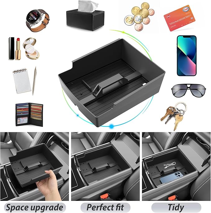 SKTU for 2024 2025 2026 Chevy Traverse Center Console Organizer 2024 2025 2026 Traverse (LS/LT/Z71/High Country/RS) Console Tray 2024 2025 2026 Chevy Traverse Accessories with Sunglasses Holder