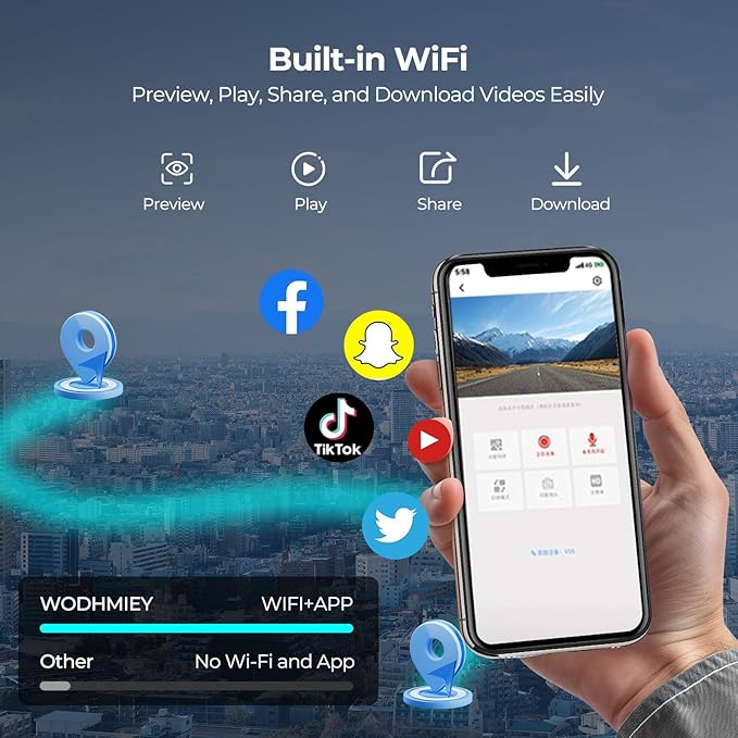 High Resolution 4 Channel Dash Camera,1080P 3.0in Display with Night Vision, G Sensor for Car DVR Functionality, WiFi and ADAS Mic