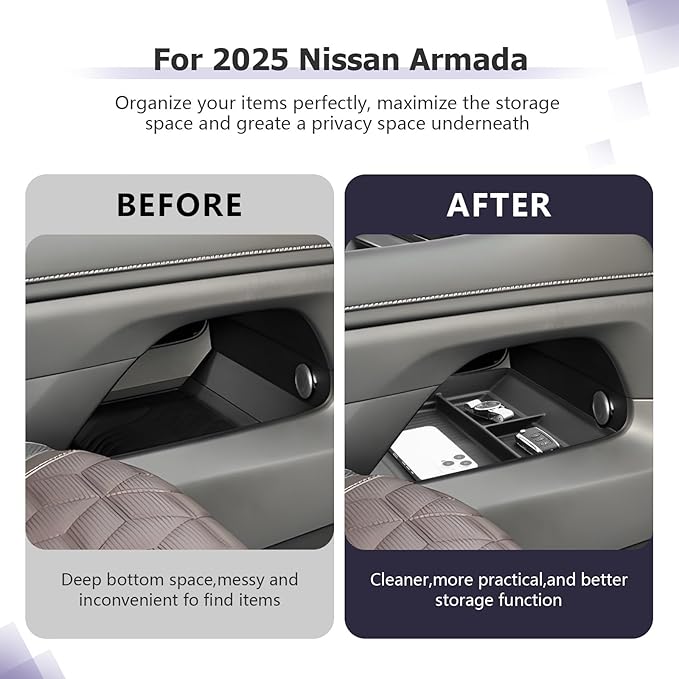 LUWU Lower Organizer Tray Compatible with 2025 2026 Armada SV/SL/Platinum Center Console Armrest Organizer Insert Tray 2025 2026 Armada Accessories Black