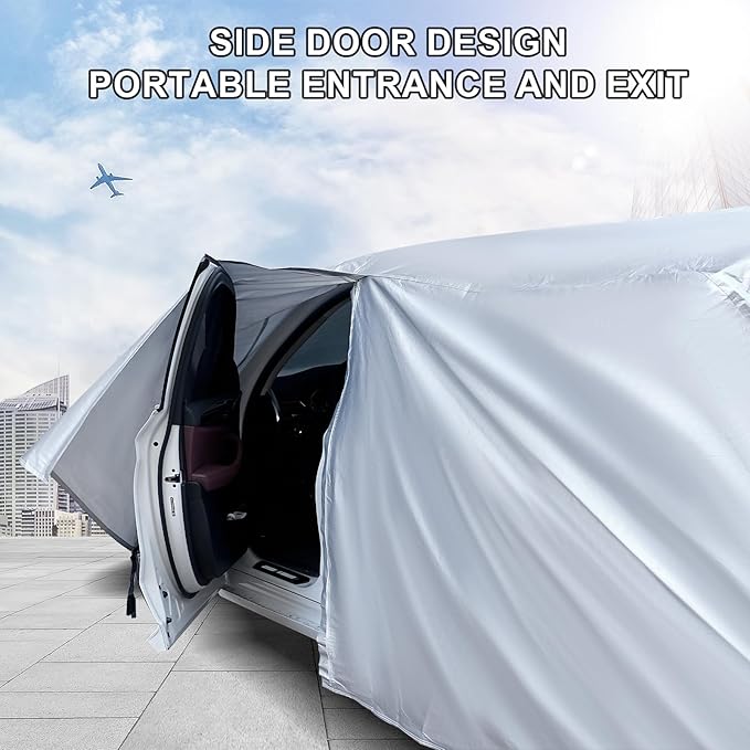 Full Car Cover Universal 6 Layers Outdoor Thicked All Weather Cover, Sunshield, Waterproof, Snow Proof, UV Proof, Scratch Proof, Bird Droppings, 6 Reflective Strips, Fits SUVs up 214"-236"