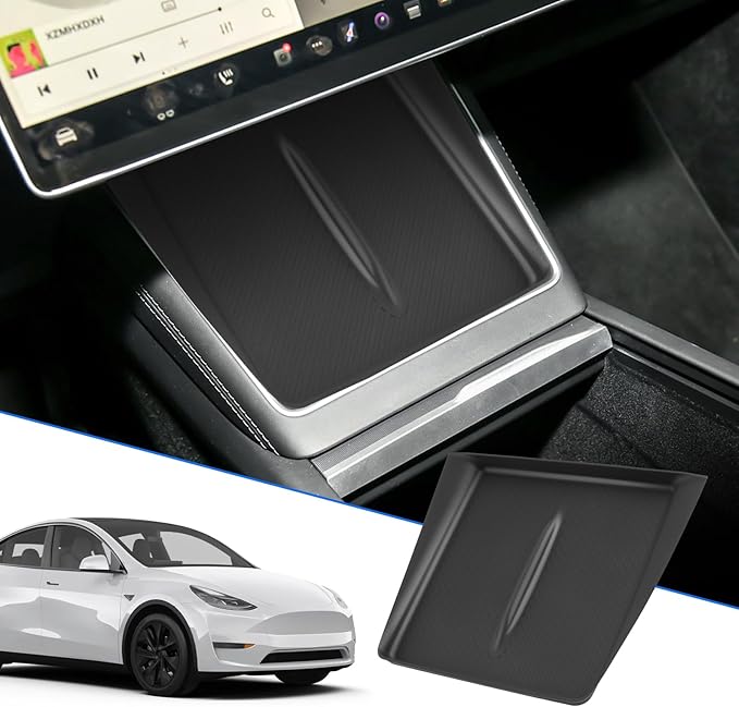 SXCY for 2025 Tesla Model Y Accessories 2025 Model Y Wireless Charging Protective Mats 2025 Model Y Accessories Center Console Inserts Liner Anti-Slip Anti-Dust Waterproof Mats [Not for 21-24 Model Y]