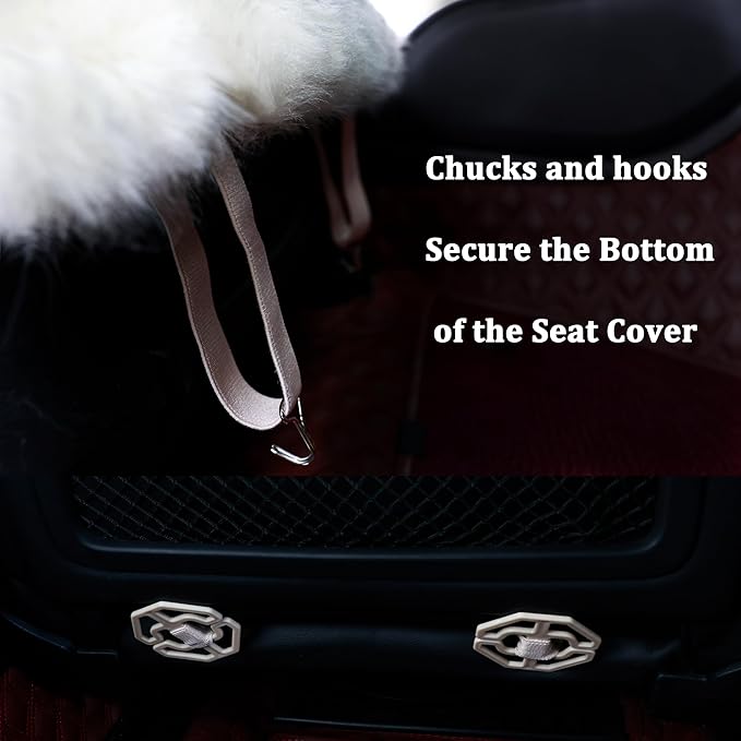 OGLAND Shearling Sheepskin Car Seat Cover-Fluffy Fuzzy Soft Fur Auto Seat Cushion for Universal Comy Seat Pad Accessories Automobiles (3 Pack Front, Misty Gray)