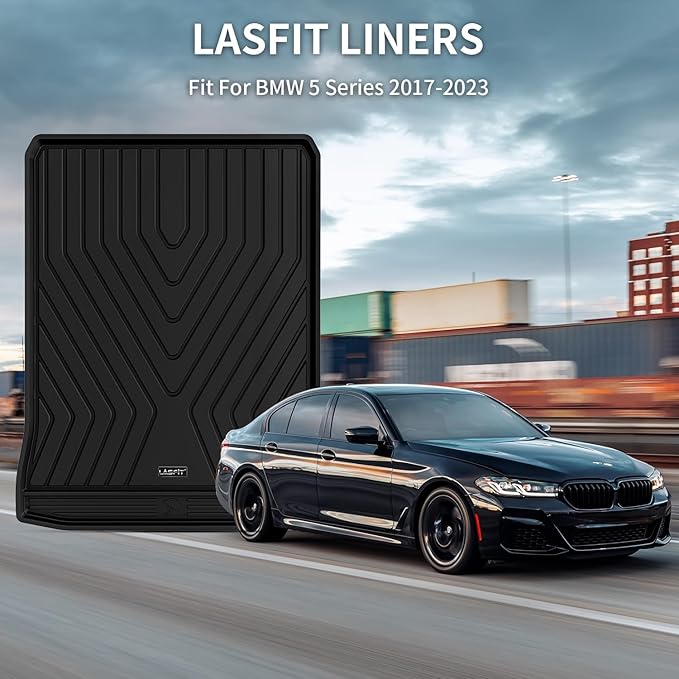 LASFIT Trunk Mats Fit for BMW 5 Series G30 2017 2018 2019 2020 2021 2022 2023, Custom Fit TPE All Weather Cargo Bed Liners for 530i 540i M550i 540d xDrive, Black