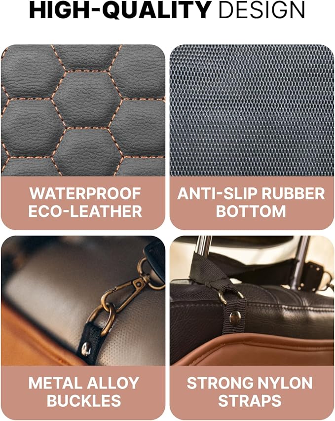 Owleys Kick Mat Back Seat Protector - Car Back Seat Cover for Kids Feet - Waterproof & Sturdy Protector for Upholstery from Dirt, Mud, Scratches and Stain (Hexy 2 pcs)