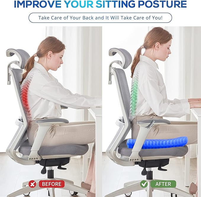 Gel Seat Cushion - Non-Slip Egg Seat Cushion Chair Pads - Office Chair Car Seat Cushion for Sciatica & Back Pain Relief - Coccyx Cushion for Home, Wheelchair, Computer, Desk Chair, Truck