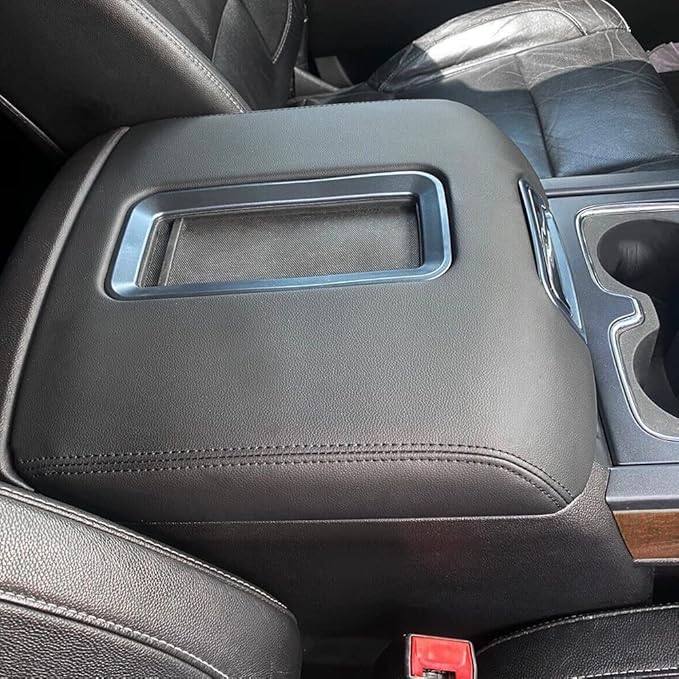 ECOTRIC Center Console Armrest Lid Compatible with 2014-2018 Chevrolet Silverado/GMC Sierra, 2015-2020 Tahoe Yukon Suburban Replace for 0227083AA L0227083AA w/Steel Bracket Black Artificial Leather