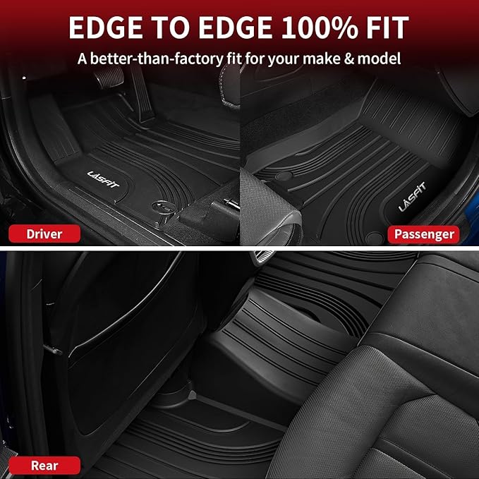 LASFIT Floor Mats for Hyundai Elantra 2025 2024 2023 2022 2021 (Only Fit Gas & Automatic) & Elantra N 2022-2025 (Only Fit Automatic) Custom Fit TPE All Weather Floor Liners Car Mats, Black