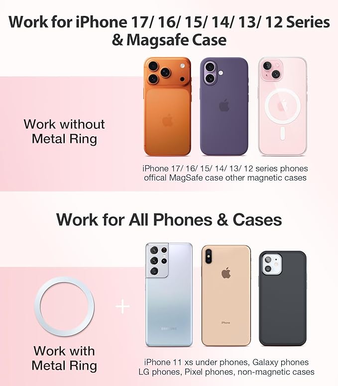 VICSEED for MagSafe Car Mount [Upgraded Strongest Magnet Power] Magnetic Phone Holder for Car Vent 360 Adjustable Magnetic Car Phone Holder Mount for iPhone 15 14 13 12 Pro Max Plus Mini, Pink