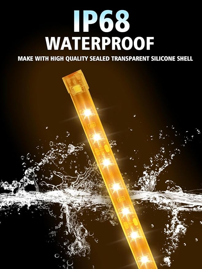 YM E-Bright 4Pcs Led Strip Lights for Car, 12inch Waterproof IP68 Car Underglow Strip Lights Decoration 18SMD 12V Led Interior Exterior Lights Strip for Cars Motorcycles Truck Golf Cart Boat - Yellow