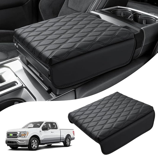 Autorder Center Console Cover for 2021-2025 Ford F150/2022-2025 F150 Lightning Accessories Armrest Cushion Cover Nappa Leather Middle Console Covers (Only fit for Work Surface Console)