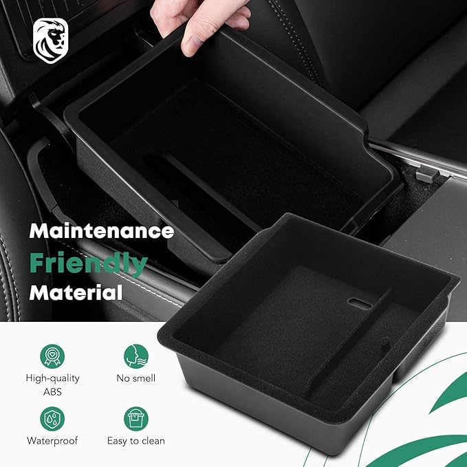 YHTAUTO Armrest Upper Tray Fit 2024 2025 Tesla Model 3 Highland, Center Armrest Storage Box with Sunglass Holder Non-Slip - Flocking Inside Interior Accessories 1PC