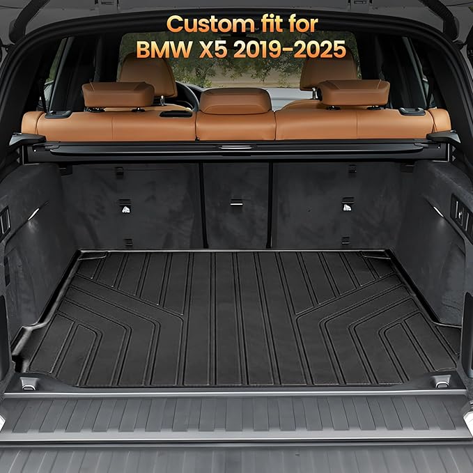 Sze Cargo Liner for BMW X5 2019-2024 2025 All Weather Cargo Mat TPE Trunk Mat for BMW X5 Accessories Waterproof Stain-Resistant Trunk Liner(Only for 5-Seater)