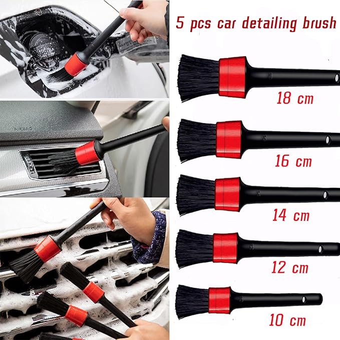 10pcs Auto Car Detailing Brush Set,Car Interior Cleaning Kit,Including 5pcs Car Detailing Brushes, 3pcs Wire Brush and 2pcs Different Soft Bristle dusting Brush for car Interior.