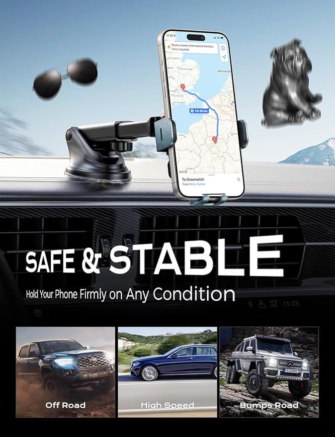 CHGeek Wireless Car Charger, 15W Fast Charging Auto Clamping Car Charger Phone Mount Phone Holder fit for iPhone 15 14 13 12 11 Pro Max Xs, Samsung Galaxy S25 Ultra S24 S23 S22, S21, S20, Green