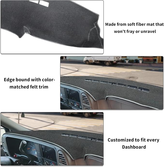 POSAID Dash Cover for 1997-2000 Chevy Chevrolet Silverado/GMC Sierra C1500 C2500 C3500 K1500 K2500 K3500, Dashboard Cover for 1997-1999 Chevy Tahoe/GMC Yukon, for 1999-2000 Cadillac Escalade, Gray