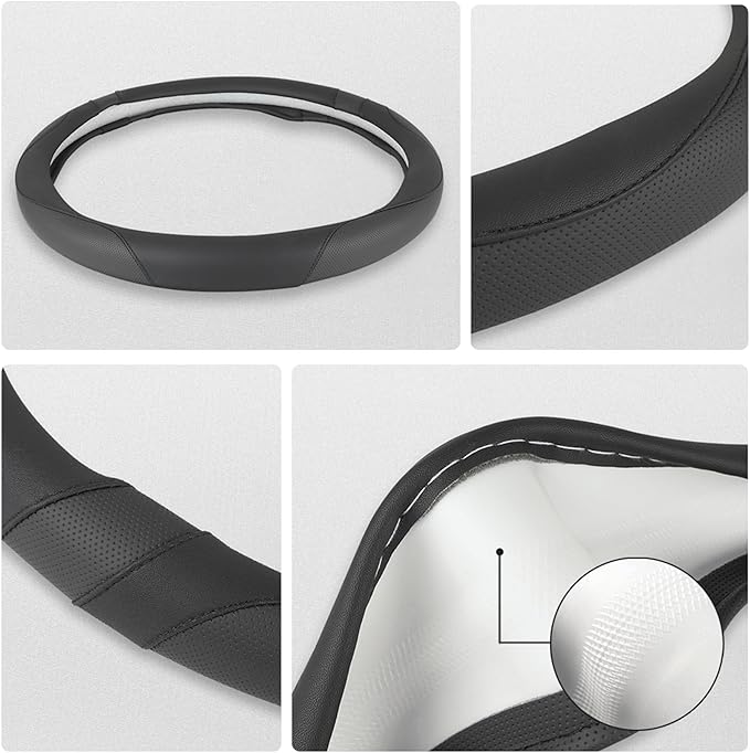 West Llama Microfiber Leather Car Steering Wheel Cover Universal Fit 15-15.5 inch SUV,Sedan,Car,Trucks(Black-M-Large Size)