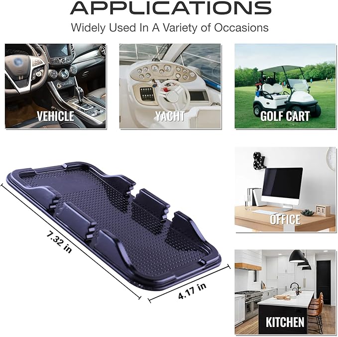Anti Slip Gel Pad Phone Holder for Car, Removable and Reusable Anti Slip Dashboard Pad with Heat Resistant and Damage Free Sticky Gel Pads for Sunglasses, Keys, Coins and More (7.3" x 4.2")