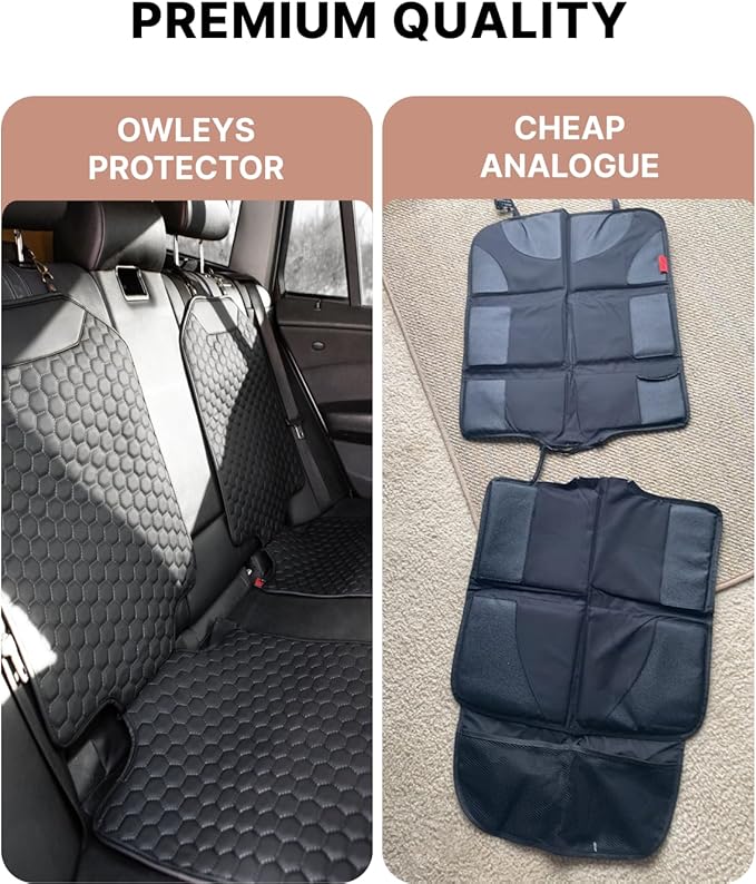 Owleys Premium Leather Car Seat Protector for Child Car Seat Cover from Dirt Scratches - Infant Car Seat Protector for Back Seat/Front Booster Seat Protector Under Baby Car Seat Waterproof 1pc Black