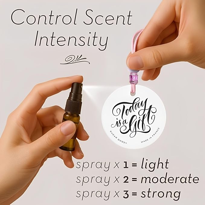 Luxury Car Air Freshener for Women - Refillable & Portable Essential Oil Fragrance Diffuser - Cute Car Accessories & Interior Decor - Mirror Hanging or Vent Clips - Rubies Cross Charm, Rose Scent