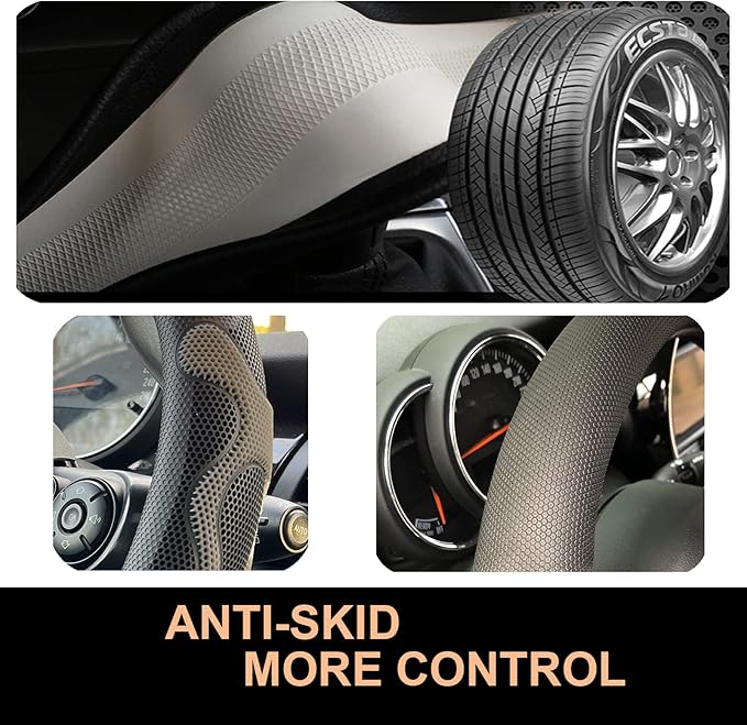 PINCTROT XL Size 17.5-18 Inch Comfy Grip Steering Wheel Cover for Semi Truck, Fits RV, Big Rig Trucker, 18 Wheeler and Classic Cars, Anti-Slip Design 17.5-18 Inch(Silicone Gray)