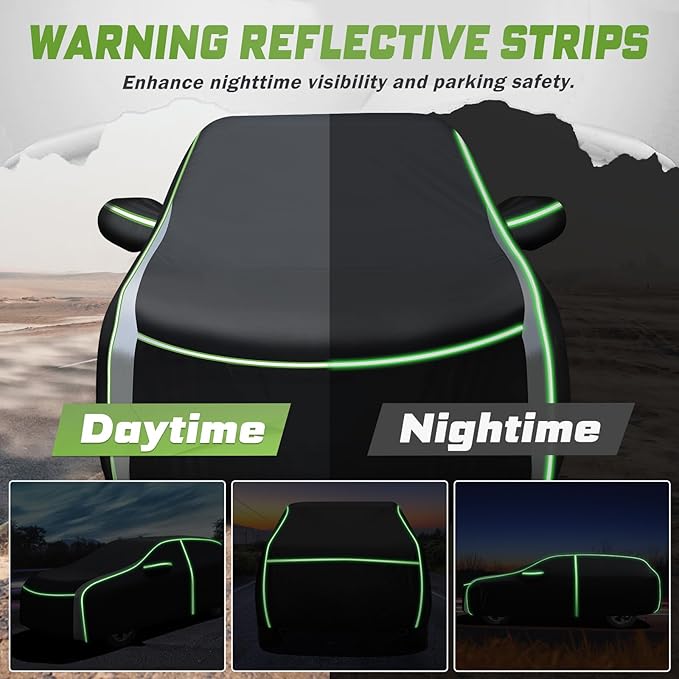 Mixsuper Liner Car Cover for Chevrolet Equinox/GMC Terrain 2005-2026, 7 Layers Full Car Cover All Weather Car Covers for Chevy Equinox, Waterproof Outdoor Cover with Zipper Door Reflective Strips