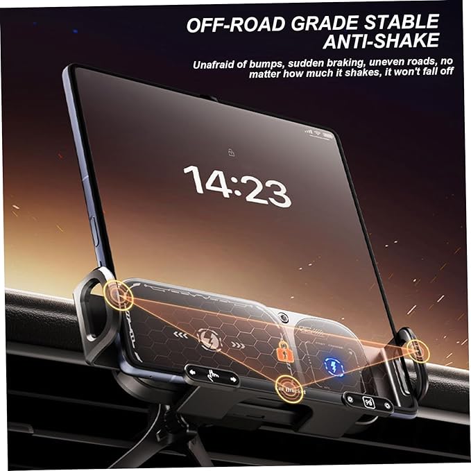 Wireless Charging Rotating Car Mount with Auto Clamping 15W Fast Charging Phone Car Mount Touch Control Wireless Chargers for Dashboard & Air Vent Black