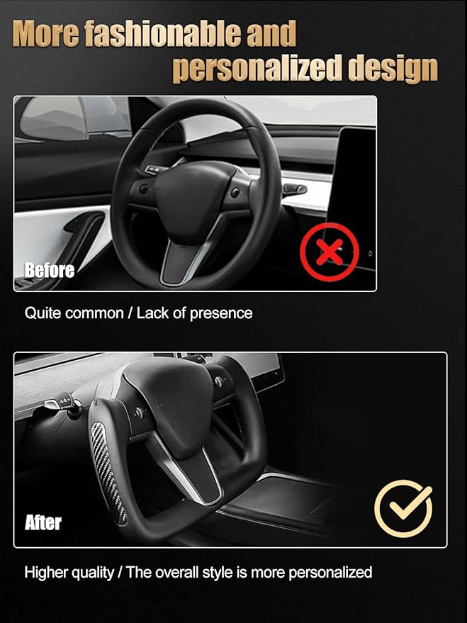 ZIMABLUE Yoke Steering Wheel Personalized Yoke Steering Wheel, Nappa Leather without Front Trim for Tesla Model 3 2017-2023, Model Y 2019-2024 With Heating Function