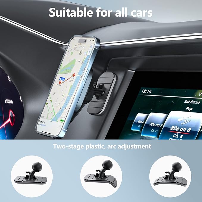 OHLPRO for MagSafe Car Mount Charger, 15W Fast Charging Car Magnetic Phone Holder for Dashboard and Air Vent, Compatible with iPhone 16/15/14/13/12 Series and Magsafe Case