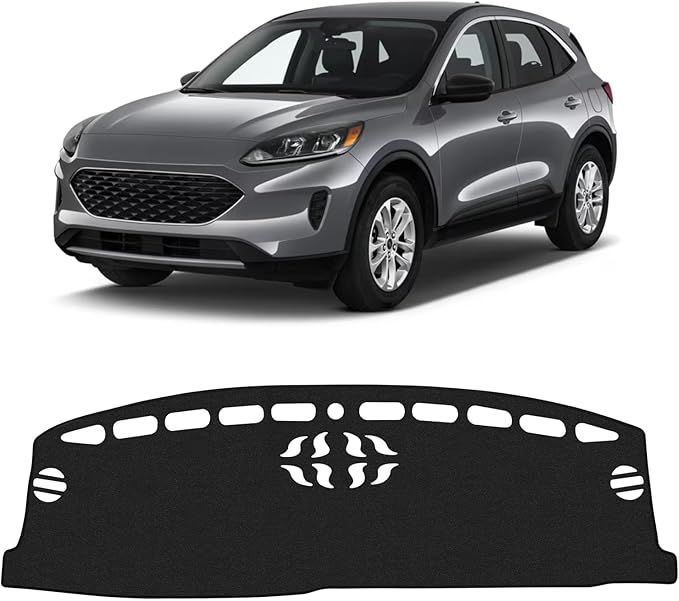 KUST Car Dash Cover for Ford Escape 2020-2023 2024 2025 2026 Left Hand Driving Dashboard Cover Non-Slip Interior Accessories for Ford Escape Custom Fit Dash Mat Sunshade Windshield No Glare Black