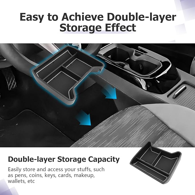 LUWU 2025 ID4 Lower Center Console Tray Storage Box for 2021 2022 2023 2024 2025 ID.4 Accessories 2025 ID 4 Armrest Console Organizer ABS Material White-trim